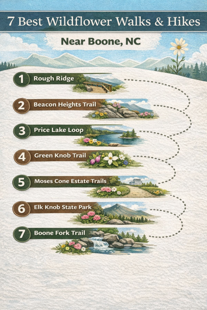 7 Best Wildflower Walks & Hikes Near Boone, NC Infographic | Graystone Lodge