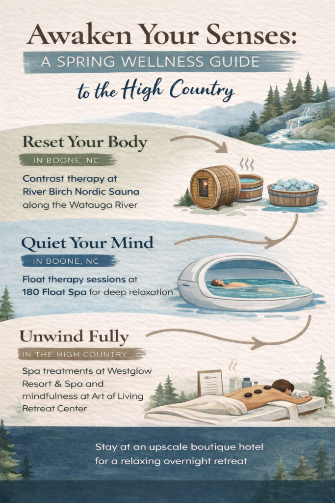 Awaken Your Senses: A Spring Wellness Guide to the High Country Infographic - Graytone Lodge in Boone, NC